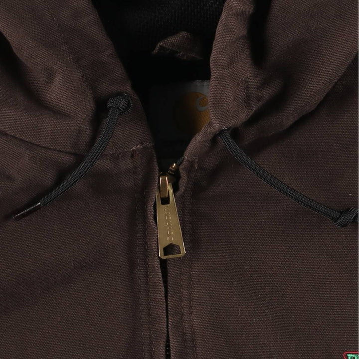 00'S Carhartt Active Jacket Duck Full Zip Hoodie Men's XXL cotton brown type Vintage Second Hand