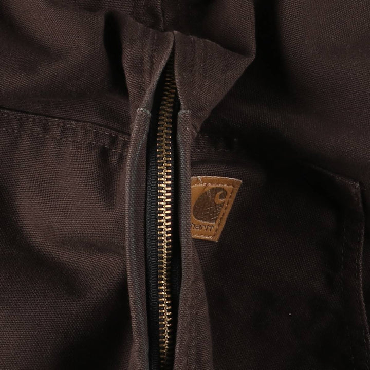 00'S Carhartt Active Jacket Duck Full Zip Hoodie Men's XXL cotton brown type Vintage Second Hand
