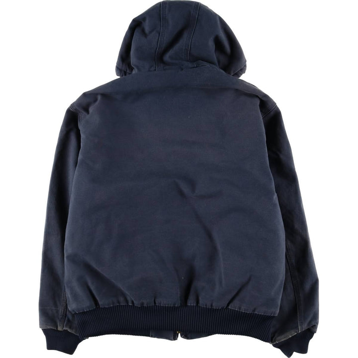 00'S Carhartt Active Jacket, Padded Duck Full Zip Hoodie, Men's Size L cotton navy blue type Vintage Second Hand