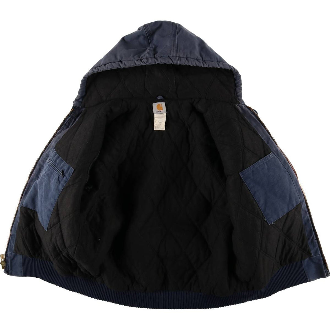 00'S Carhartt Active Jacket, Padded Duck Full Zip Hoodie, Men's Size L cotton navy blue type Vintage Second Hand