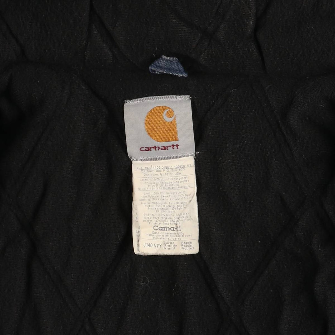 00'S Carhartt Active Jacket, Padded Duck Full Zip Hoodie, Men's Size L cotton navy blue type Vintage Second Hand