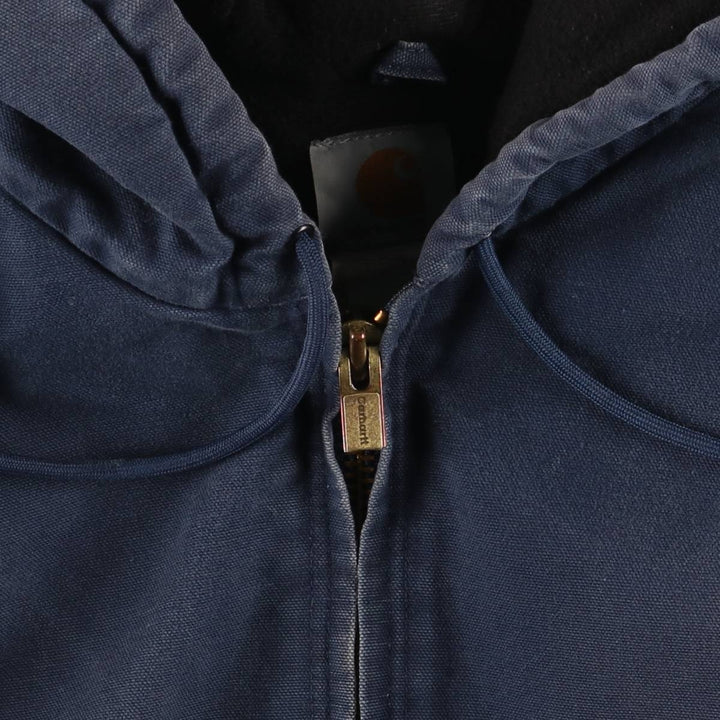 00'S Carhartt Active Jacket, Padded Duck Full Zip Hoodie, Men's Size L cotton navy blue type Vintage Second Hand