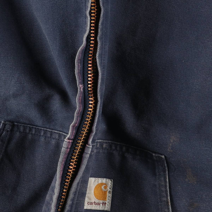 00'S Carhartt Active Jacket, Padded Duck Full Zip Hoodie, Men's Size L cotton navy blue type Vintage Second Hand