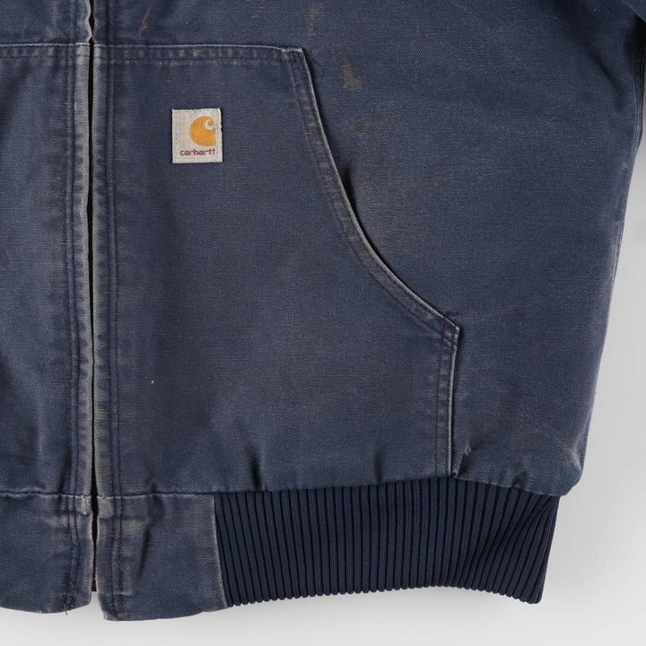 00'S Carhartt Active Jacket, Padded Duck Full Zip Hoodie, Men's Size L cotton navy blue type Vintage Second Hand
