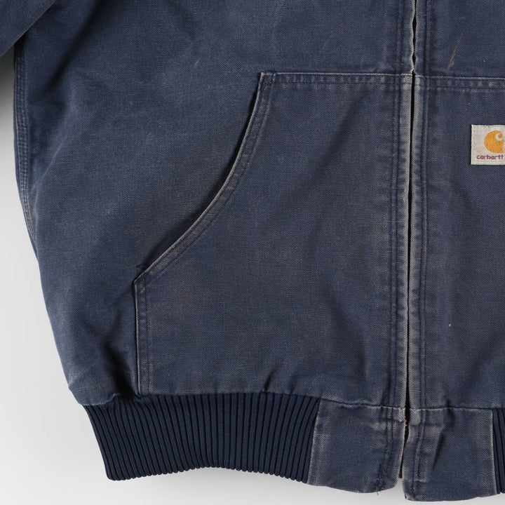 00'S Carhartt Active Jacket, Padded Duck Full Zip Hoodie, Men's Size L cotton navy blue type Vintage Second Hand