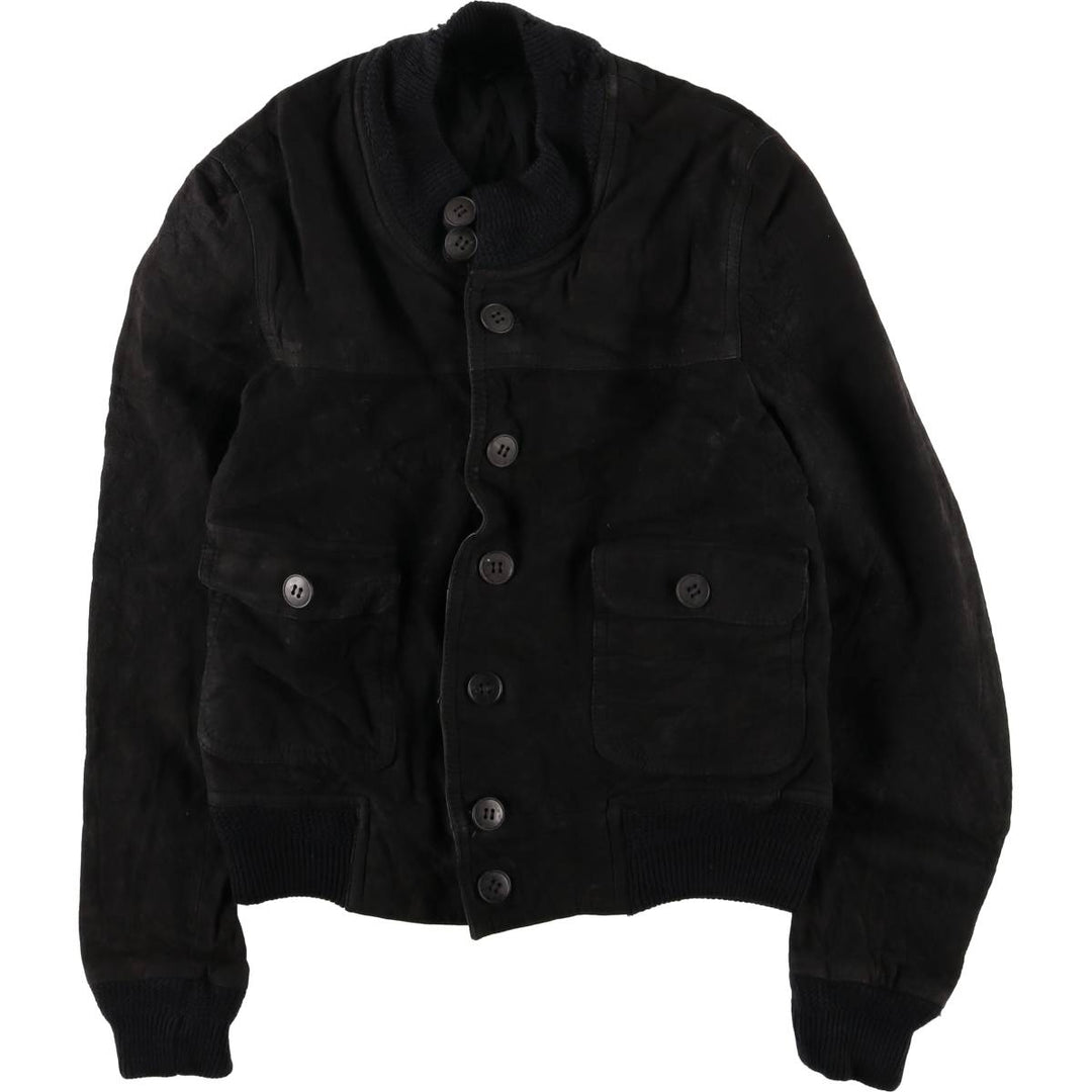 Suede leather jacket, women's size S Genuine suede leather black type Vintage Second Hand