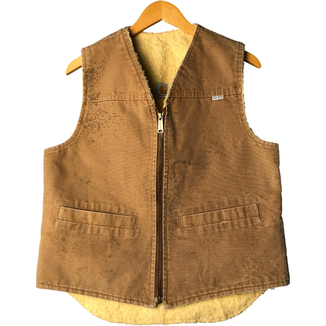 Vintage 1980'S Carhartt Duck Vest, Made in USA, Men's Size Medium cotton beige type brown Vintage Second Hand