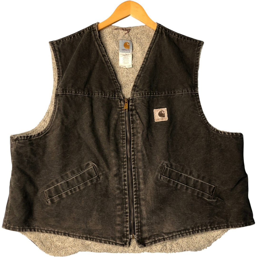 2000'S Carhartt Duck Vest, Made in USA, Men's XXL cotton brown type Vintage Second Hand