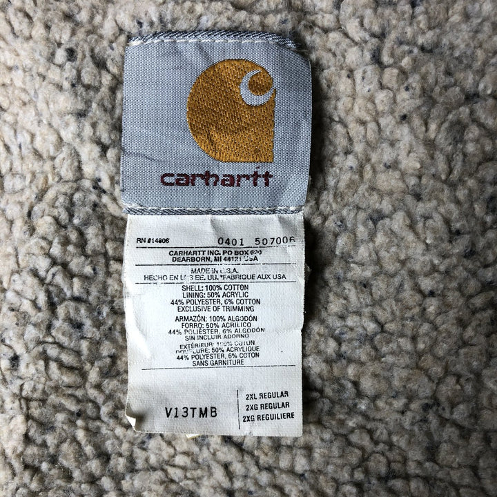 2000'S Carhartt Duck Vest, Made in USA, Men's XXL cotton brown type Vintage Second Hand