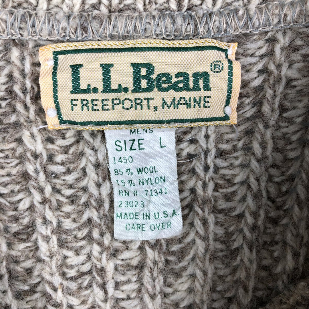 Vintage LLBean wool knit sweater from the 1970'S to 1980s, made in the USA, size L. wool Beige type Vintage Second Hand