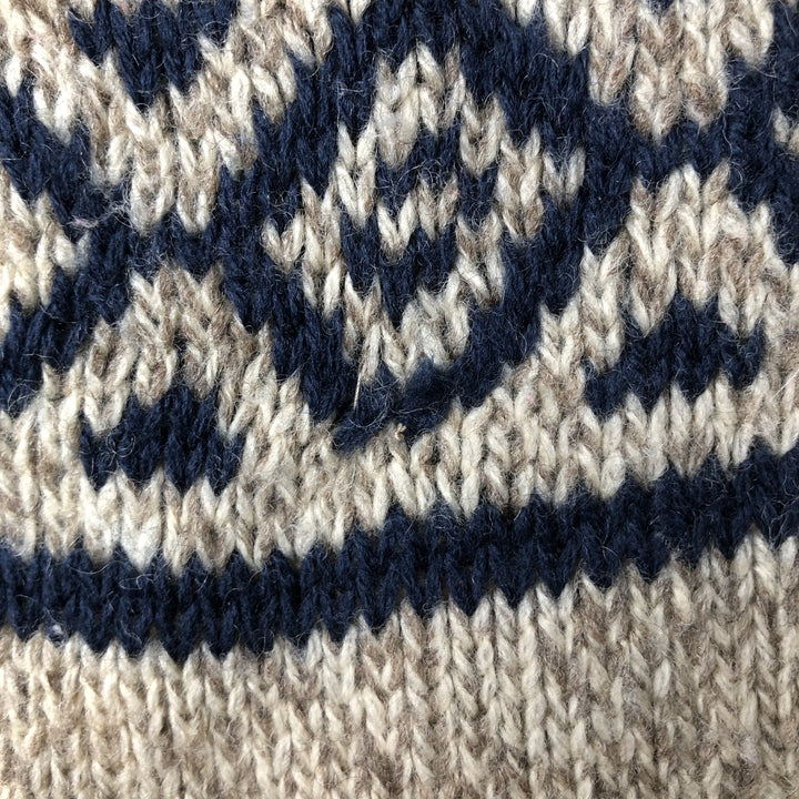 LLBean Driver's Knit Sweater, All-Over Print, Made in USA, Men's Size L wool Beige type Vintage Second Hand