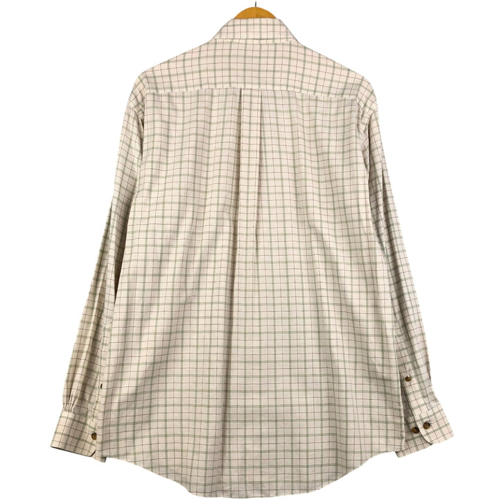 Brooks Brothers Est. 1818 Check Pattern Long Sleeve Button-Down Check Shirt, Men's Size Medium cotton unbleached Vintage Second Hand