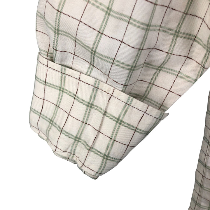 Brooks Brothers Est. 1818 Check Pattern Long Sleeve Button-Down Check Shirt, Men's Size Medium cotton unbleached Vintage Second Hand