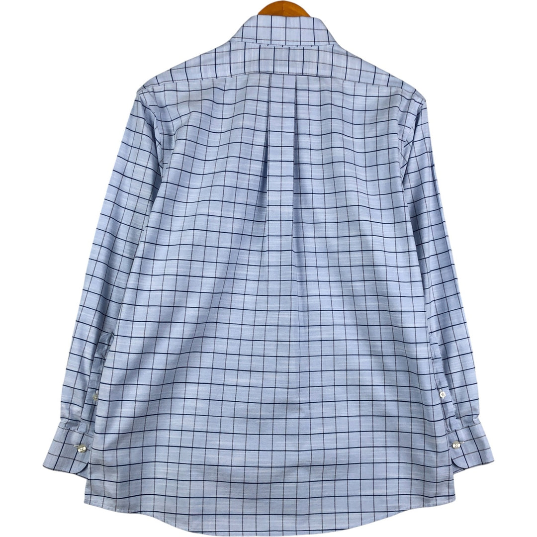 Brooks Brothers Est.1818 REGENT Long Sleeve Button-Down Check Shirt, Men's Size M Supima Cotton Blue type light blue Vintage Second Hand