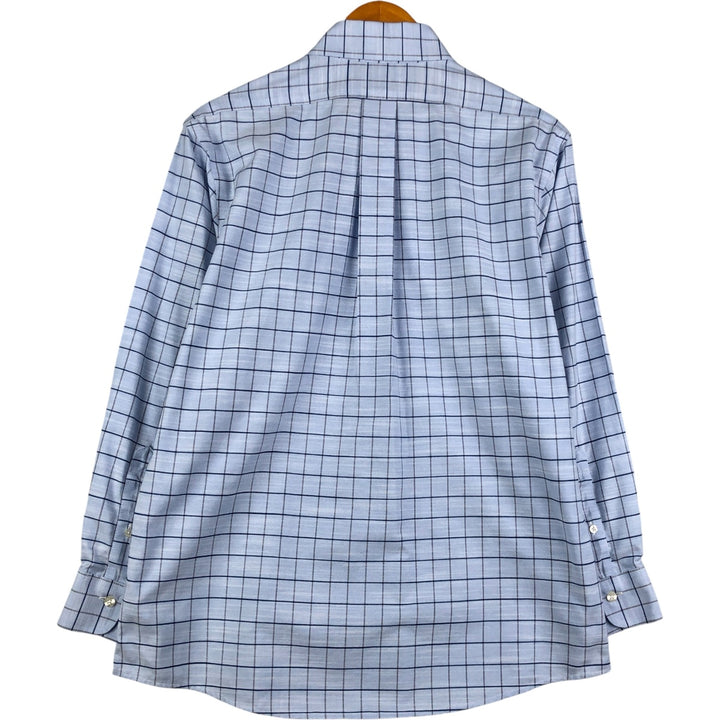 Brooks Brothers Est.1818 REGENT Long Sleeve Button-Down Check Shirt, Men's Size M Supima Cotton Blue type light blue Vintage Second Hand