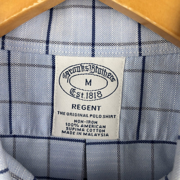 Brooks Brothers Est.1818 REGENT Long Sleeve Button-Down Check Shirt, Men's Size M Supima Cotton Blue type light blue Vintage Second Hand