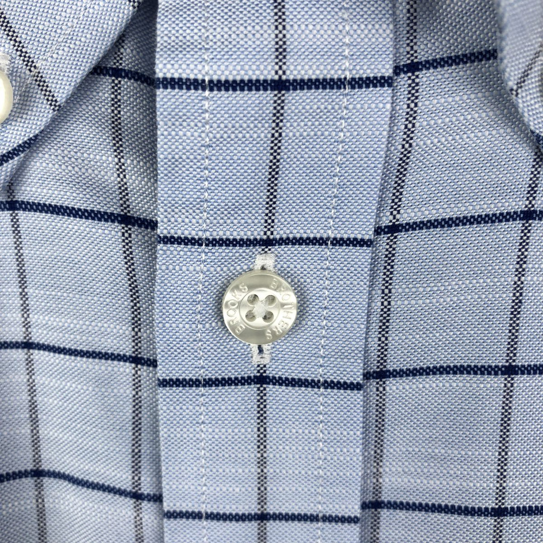 Brooks Brothers Est.1818 REGENT Long Sleeve Button-Down Check Shirt, Men's Size M Supima Cotton Blue type light blue Vintage Second Hand