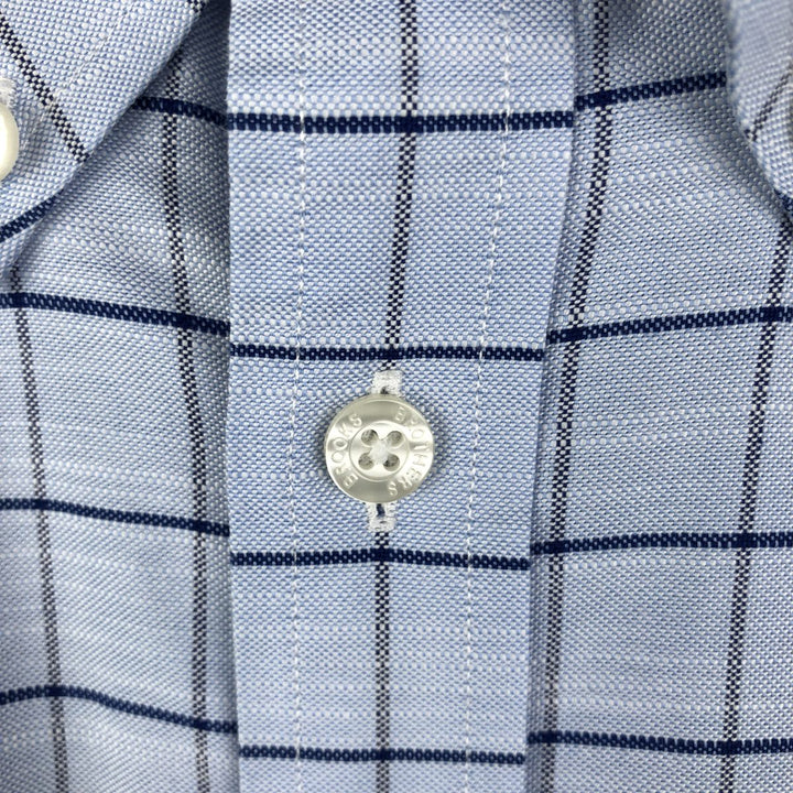 Brooks Brothers Est.1818 REGENT Long Sleeve Button-Down Check Shirt, Men's Size M Supima Cotton Blue type light blue Vintage Second Hand