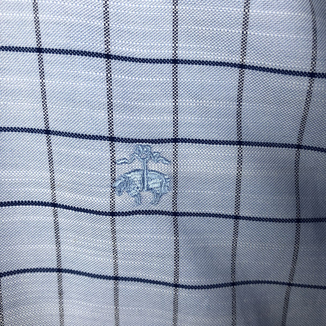 Brooks Brothers Est.1818 REGENT Long Sleeve Button-Down Check Shirt, Men's Size M Supima Cotton Blue type light blue Vintage Second Hand
