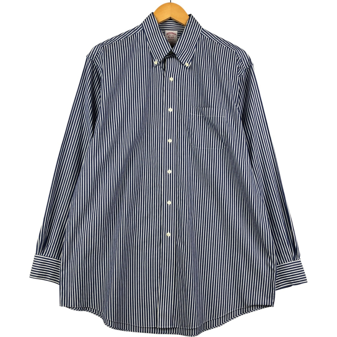 Brooks Brothers Est. 1818 MADISON Long Sleeve Button-Down Striped Shirt, Men's Size L Supima Cotton navy blue type Vintage Second Hand
