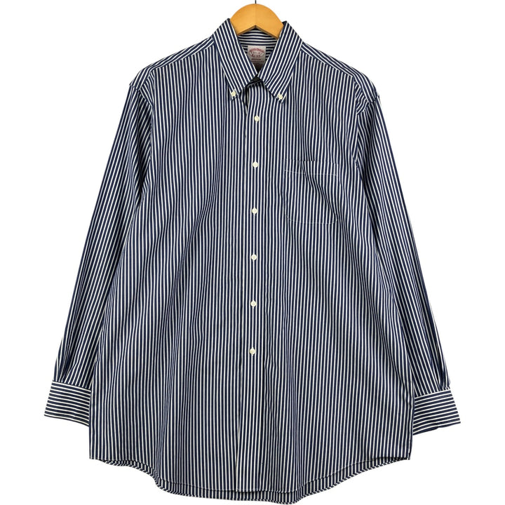 Brooks Brothers Est. 1818 MADISON Long Sleeve Button-Down Striped Shirt, Men's Size L Supima Cotton navy blue type Vintage Second Hand
