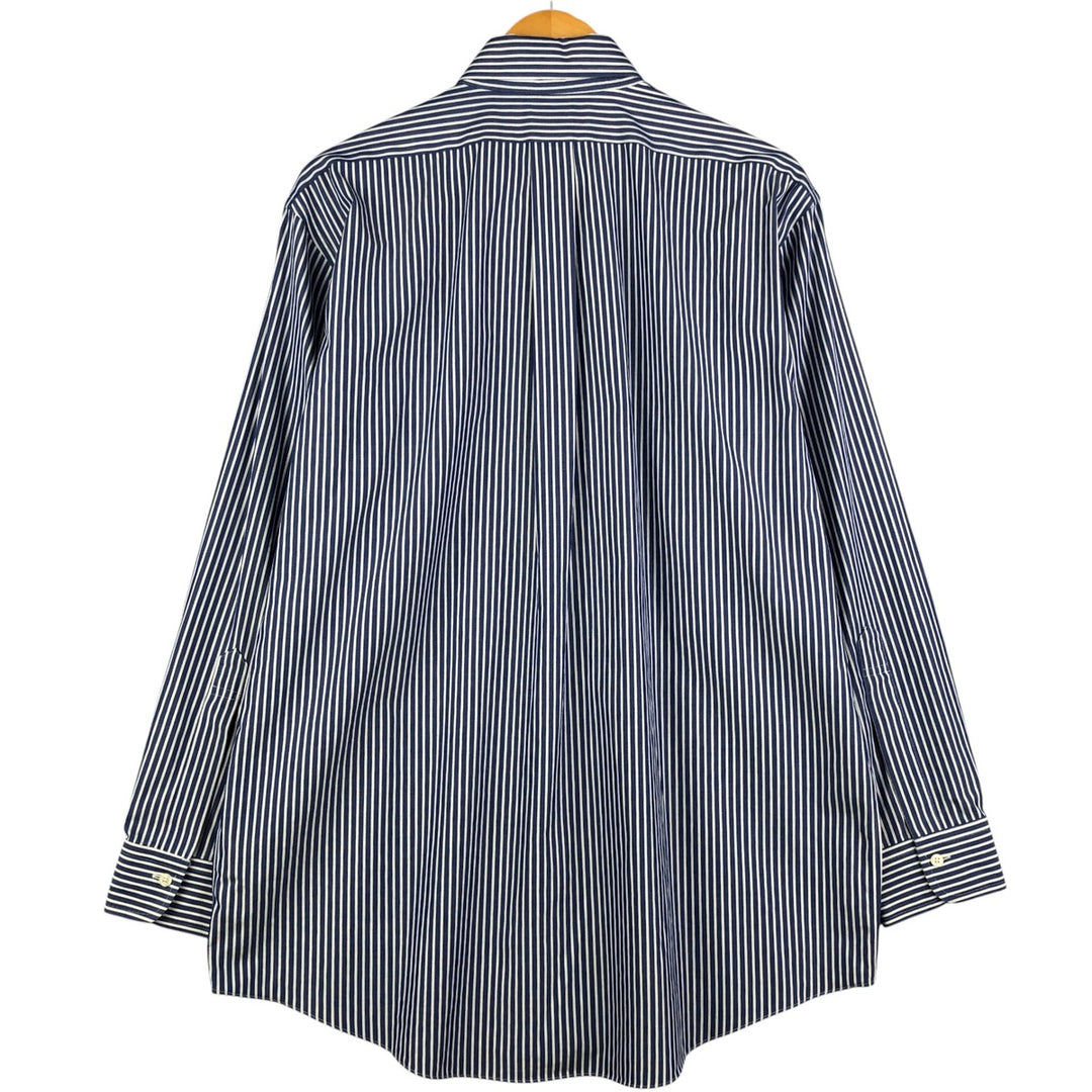 Brooks Brothers Est. 1818 MADISON Long Sleeve Button-Down Striped Shirt, Men's Size L Supima Cotton navy blue type Vintage Second Hand