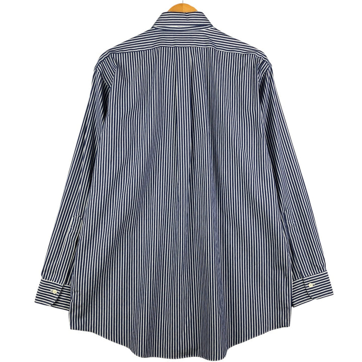 Brooks Brothers Est. 1818 MADISON Long Sleeve Button-Down Striped Shirt, Men's Size L Supima Cotton navy blue type Vintage Second Hand