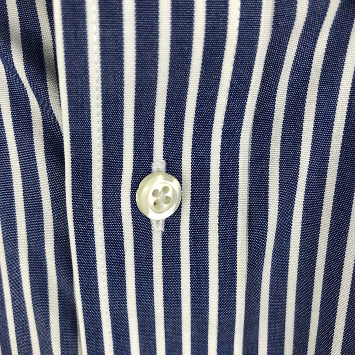 Brooks Brothers Est. 1818 MADISON Long Sleeve Button-Down Striped Shirt, Men's Size L Supima Cotton navy blue type Vintage Second Hand