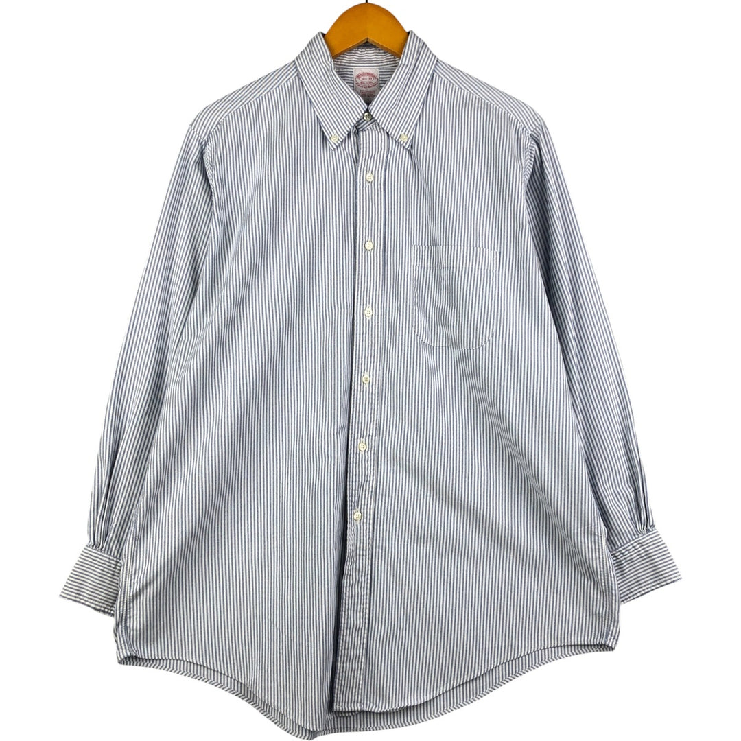 Brooks Brothers Est.1818 Long Sleeve Button-Down Striped Shirt Made in USA Men's Size L Supima Cotton white type Vintage Second Hand