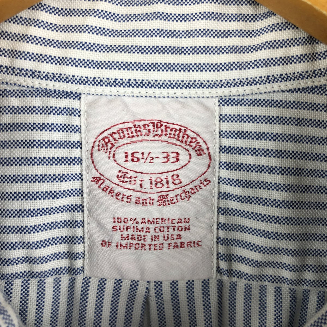 Brooks Brothers Est.1818 Long Sleeve Button-Down Striped Shirt Made in USA Men's Size L Supima Cotton white type Vintage Second Hand