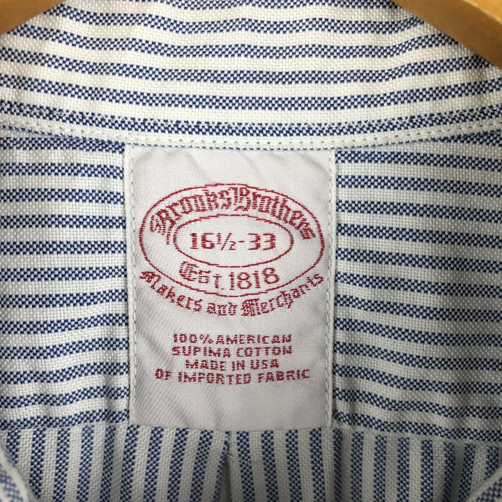 Brooks Brothers Est.1818 Long Sleeve Button-Down Striped Shirt Made in USA Men's Size L Supima Cotton white type Vintage Second Hand