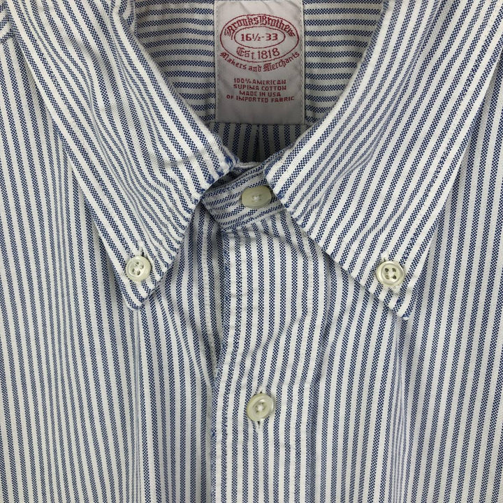Brooks Brothers Est.1818 Long Sleeve Button-Down Striped Shirt Made in USA Men's Size L Supima Cotton white type Vintage Second Hand