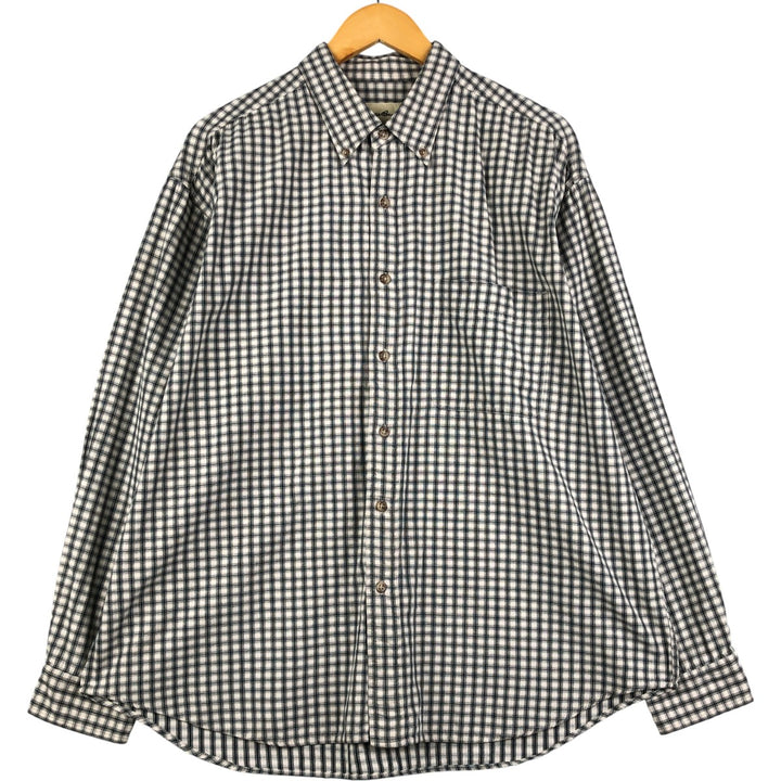 00'S Eddie Bauer long sleeve button down check shirt, men's XL size cotton green type Vintage Second Hand