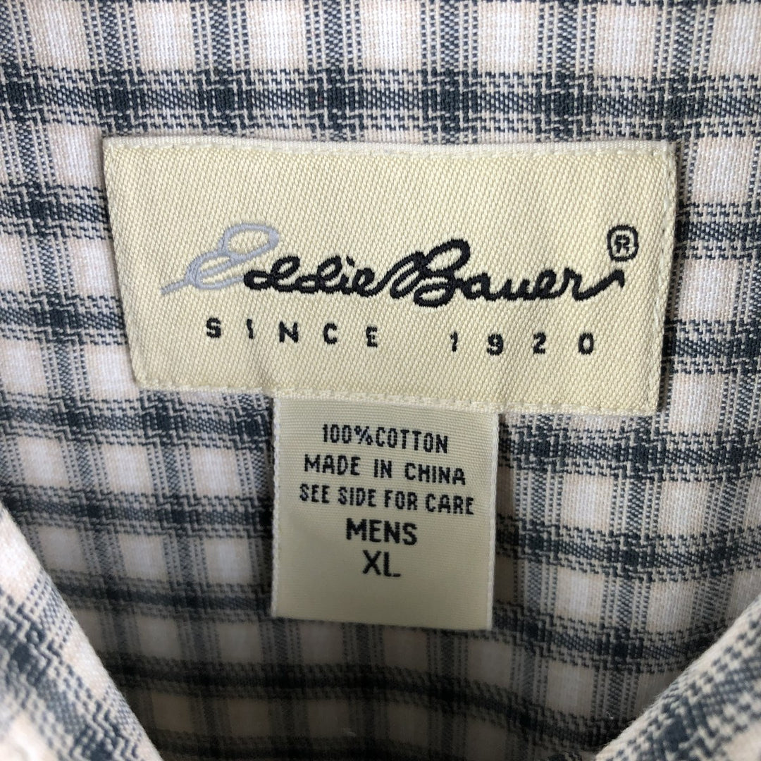00'S Eddie Bauer long sleeve button down check shirt, men's XL size cotton green type Vintage Second Hand