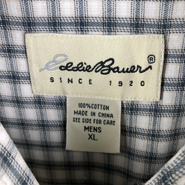00'S Eddie Bauer long sleeve button down check shirt, men's XL size cotton green type Vintage Second Hand
