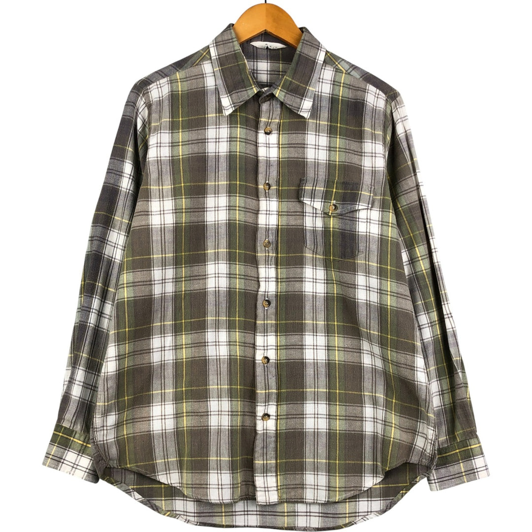 Vintage 1970'S WOOLRICH Lightflannel Check Shirt, Men's Size L cotton white type Vintage Second Hand