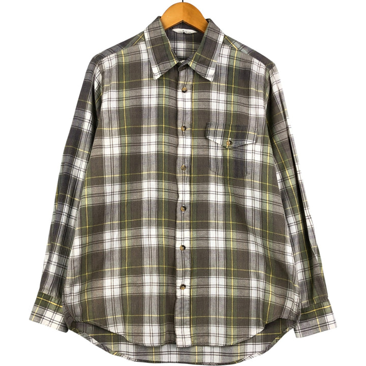 Vintage 1970'S WOOLRICH Lightflannel Check Shirt, Men's Size L cotton white type Vintage Second Hand