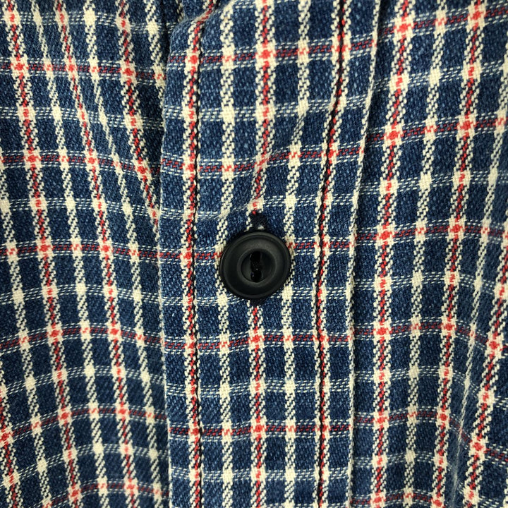 Vintage 90'S Ralph Lauren POLO SPORT long-sleeved flannel check shirt, men's size XL cotton Navy blue Vintage Second Hand