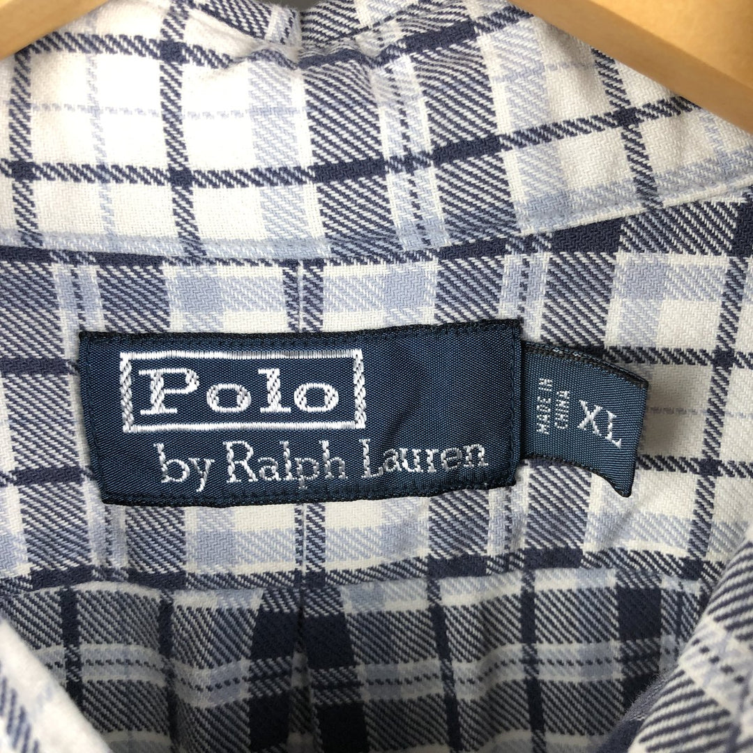 Ralph Lauren POLO by Ralph Lauren Long Sleeve Flannel Check Shirt Men's XL cotton white type Vintage Second Hand