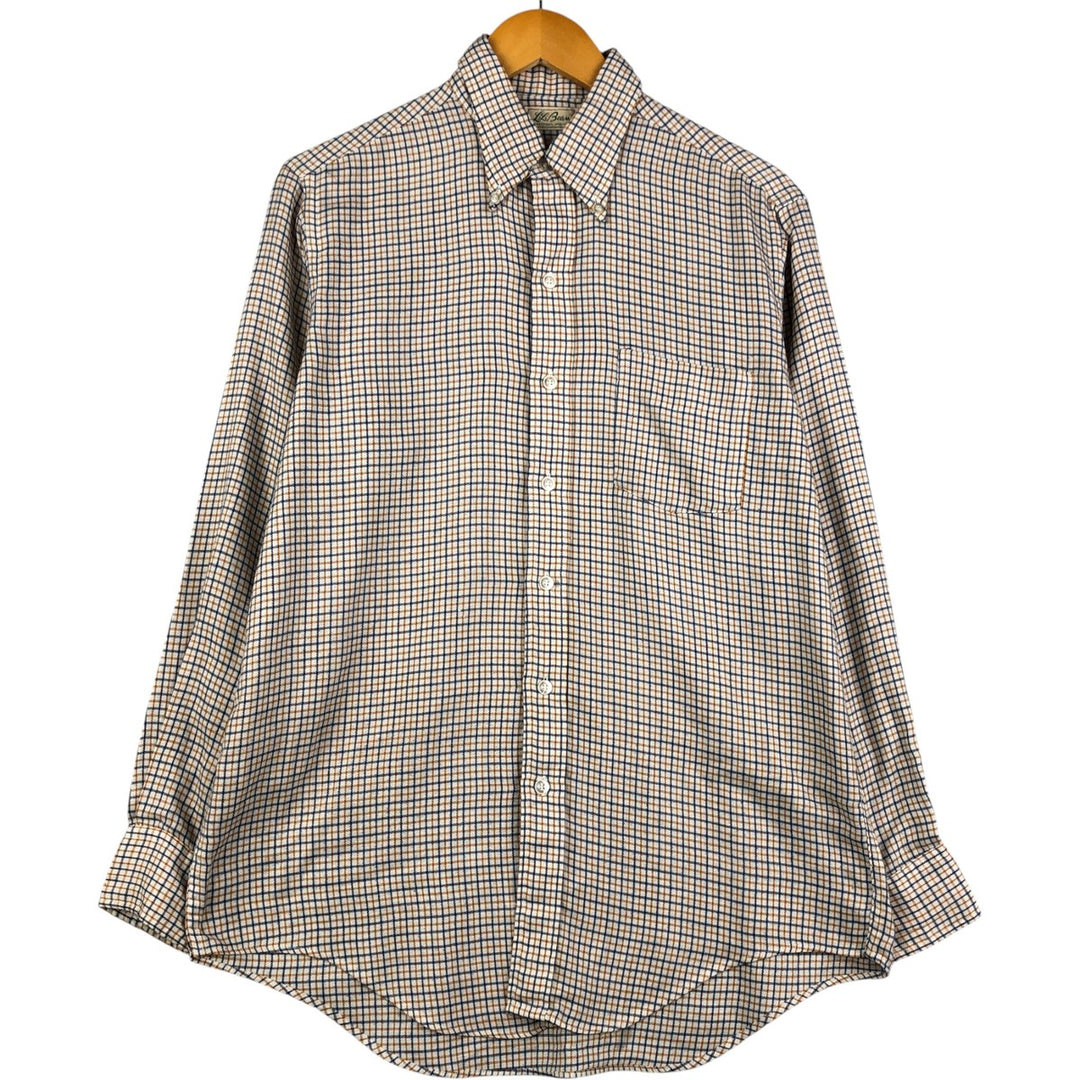 Vintage 1970'S LLBean Light Flannel Check Shirt, Long Sleeve Button-Down, Men's Size Medium, with White Cursive Tag cotton white type Vintage Second Hand