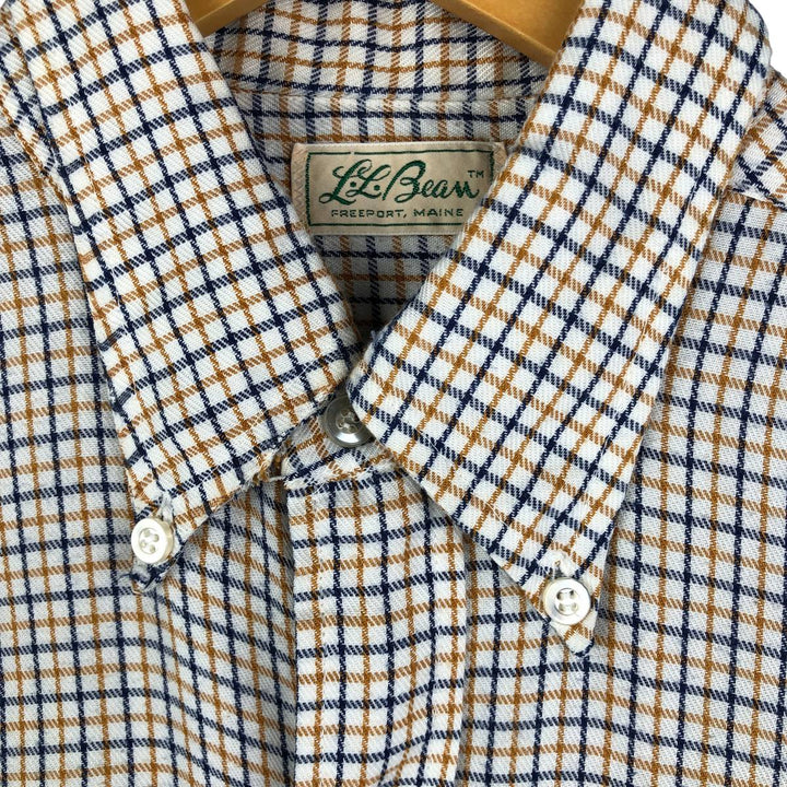 Vintage 1970'S LLBean Light Flannel Check Shirt, Long Sleeve Button-Down, Men's Size Medium, with White Cursive Tag cotton white type Vintage Second Hand