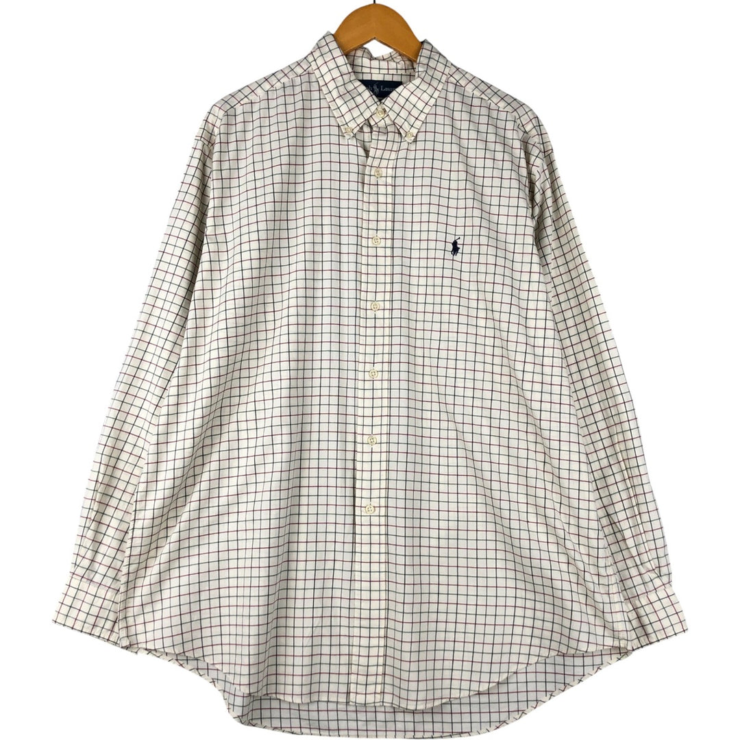 Ralph Lauren Classic Fit Long Sleeve Button Down Check Shirt Men's XL cotton pale white type Vintage Second Hand
