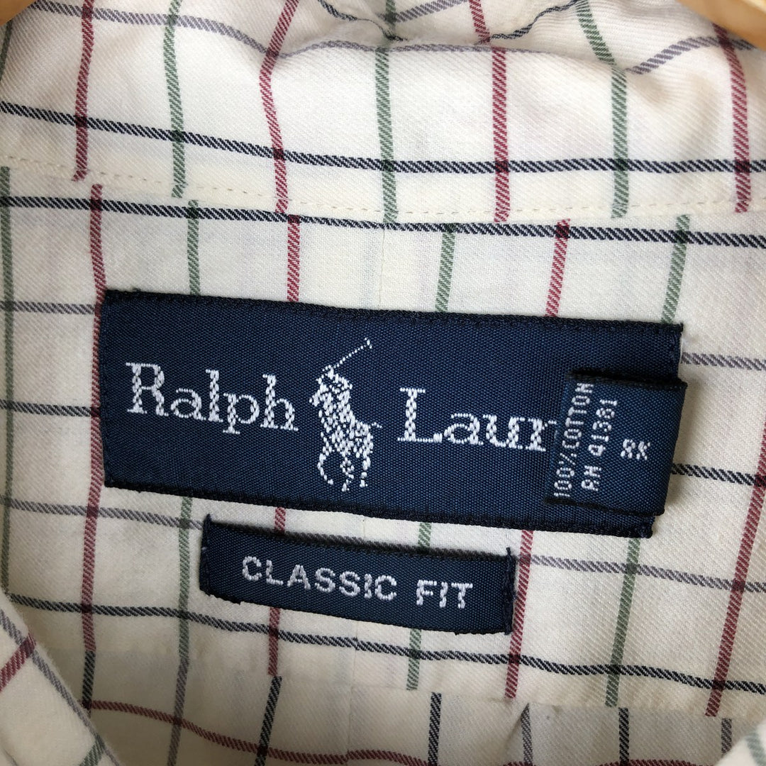 Ralph Lauren Classic Fit Long Sleeve Button Down Check Shirt Men's XL cotton pale white type Vintage Second Hand