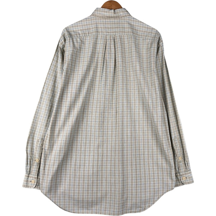 Ralph Lauren POLO SPORT long-sleeved button-down check shirt, men's size L cotton Beige type Vintage Second Hand