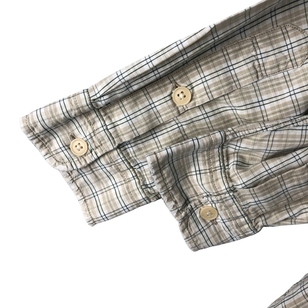 Ralph Lauren POLO SPORT long-sleeved button-down check shirt, men's size L cotton Beige type Vintage Second Hand