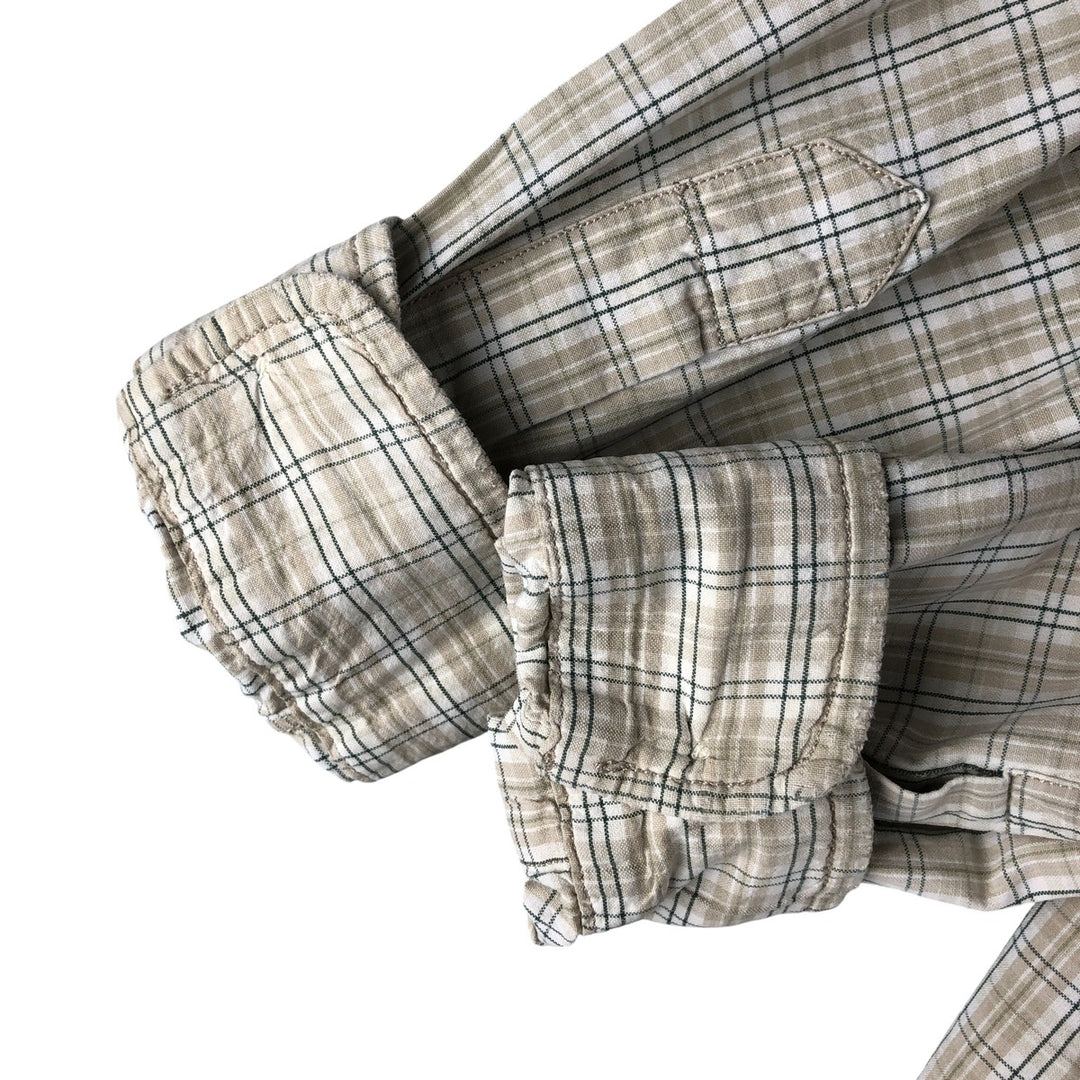 Ralph Lauren POLO SPORT long-sleeved button-down check shirt, men's size L cotton Beige type Vintage Second Hand