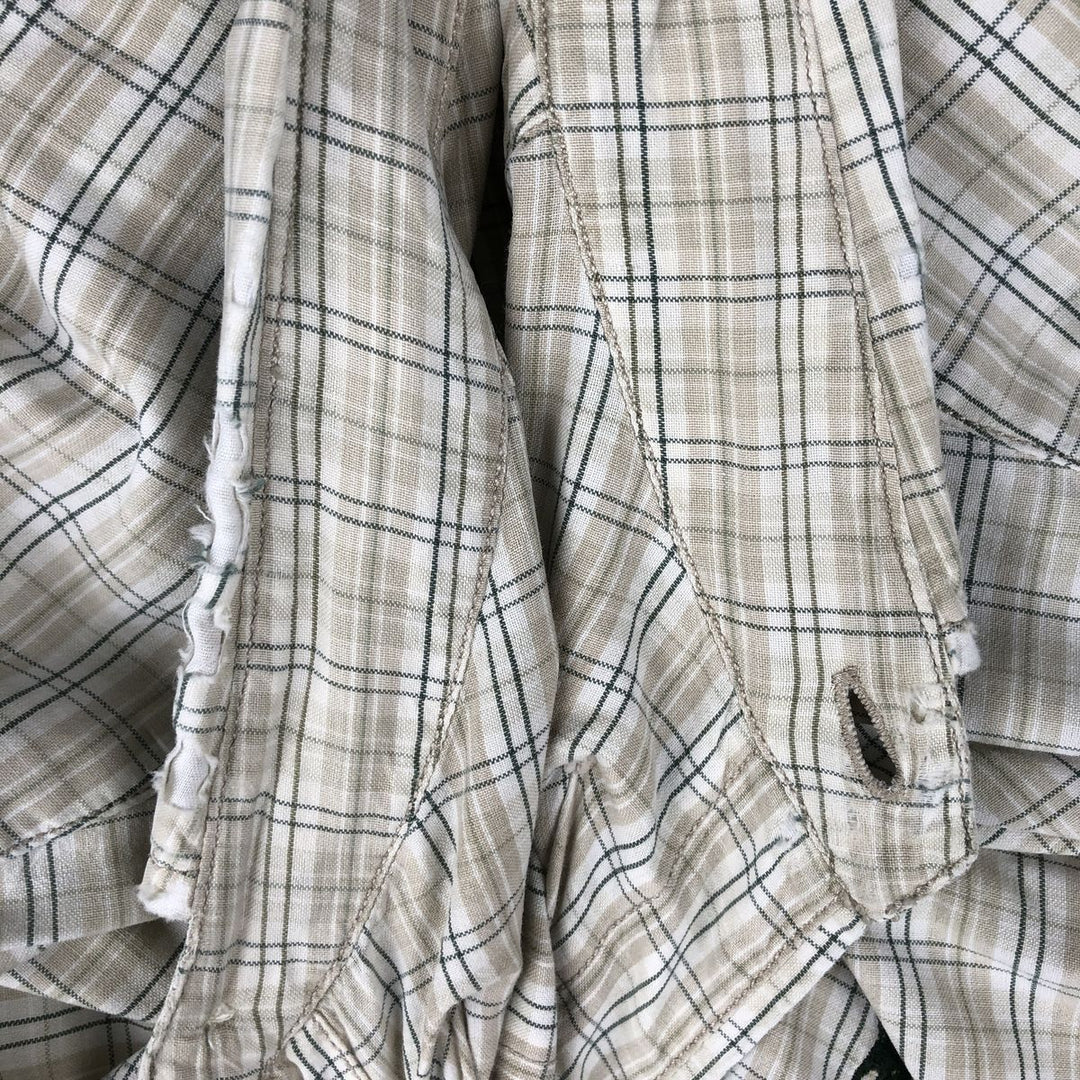 Ralph Lauren POLO SPORT long-sleeved button-down check shirt, men's size L cotton Beige type Vintage Second Hand