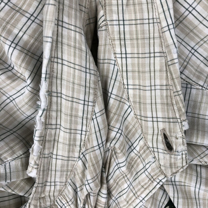 Ralph Lauren POLO SPORT long-sleeved button-down check shirt, men's size L cotton Beige type Vintage Second Hand