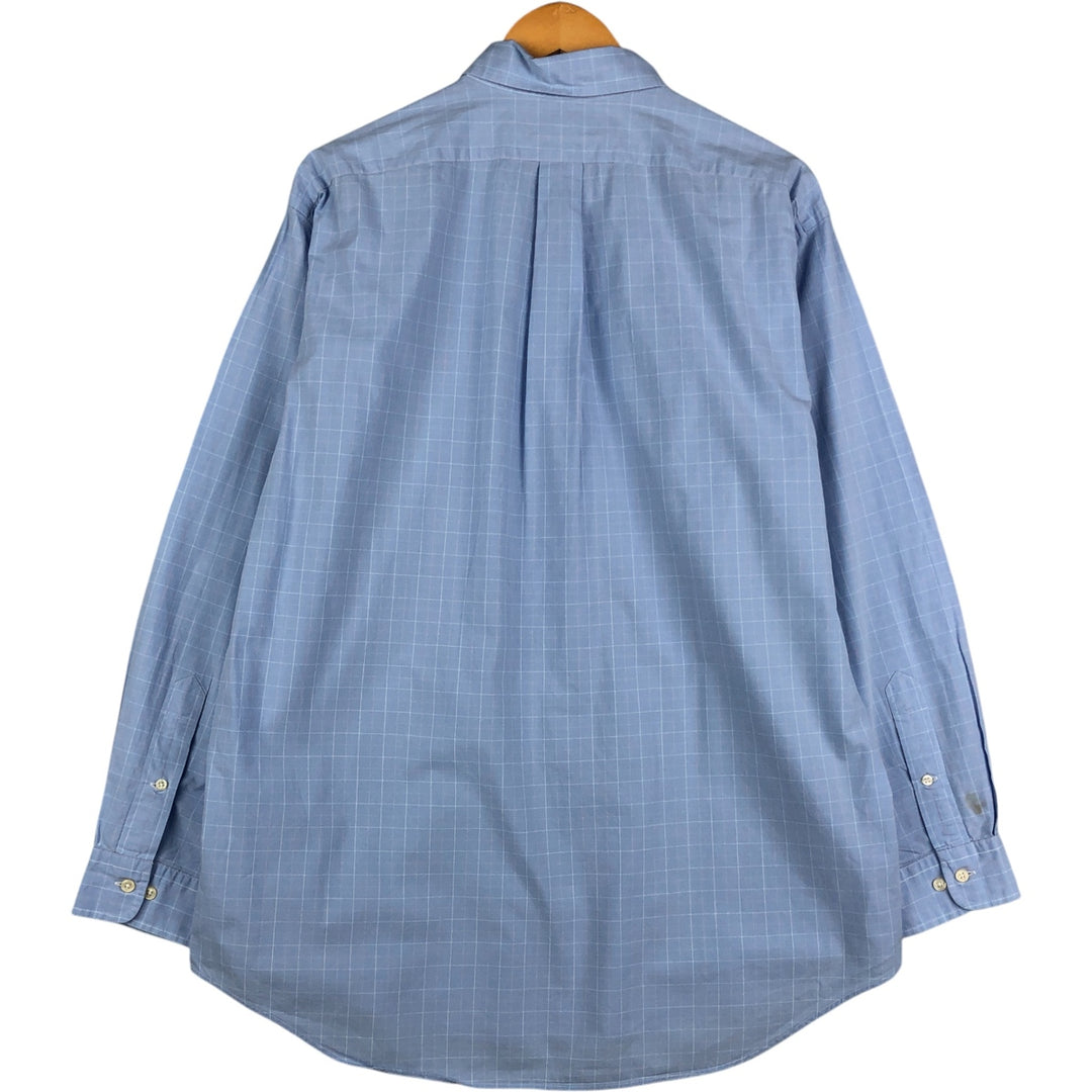 Ralph Lauren YARMOUTH Long Sleeve Button-Down Check Shirt, Men's Size L cotton Blue type light blue Vintage Second Hand