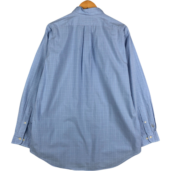 Ralph Lauren YARMOUTH Long Sleeve Button-Down Check Shirt, Men's Size L cotton Blue type light blue Vintage Second Hand